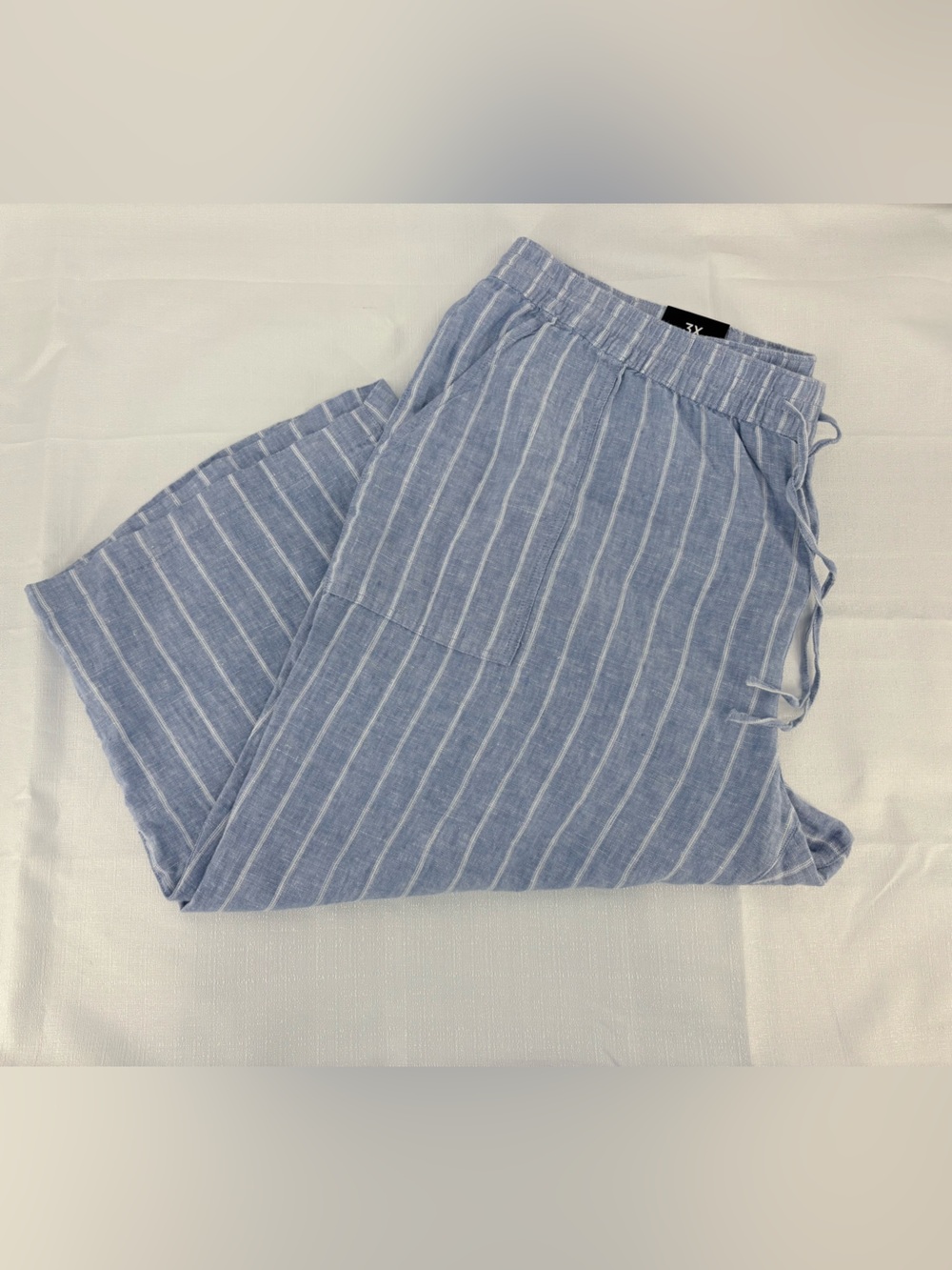 Lands’ End New Women’s 3X High Rise Pull-on Striped Crop Pant
